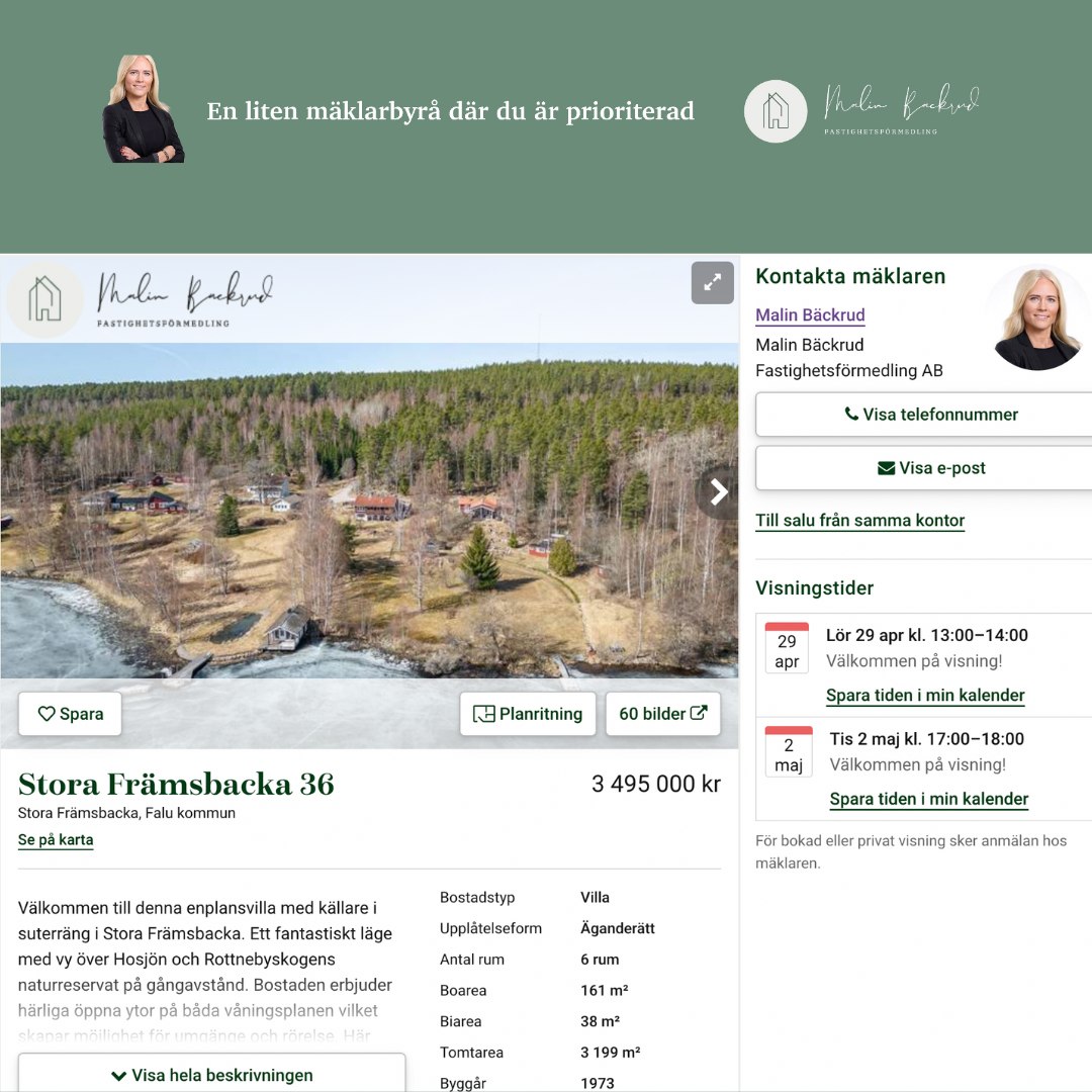 Fantastiskt läge vid Hosjön i Falun 🫶